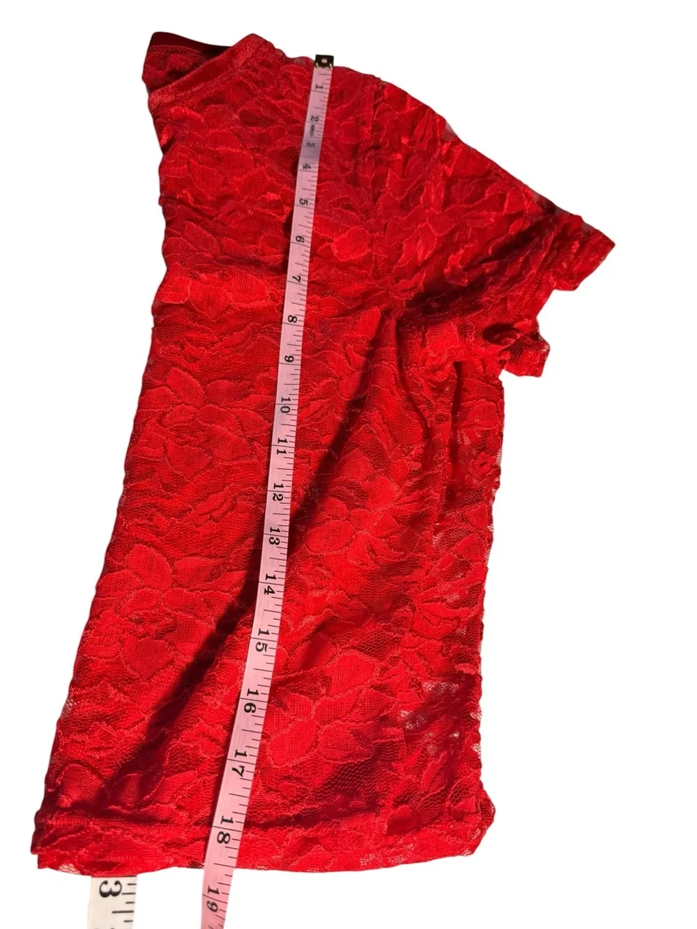 Red Lace Short Sleeve Top with Velvet Trim Size L Whimsigoth Romantic Sheer Mesh